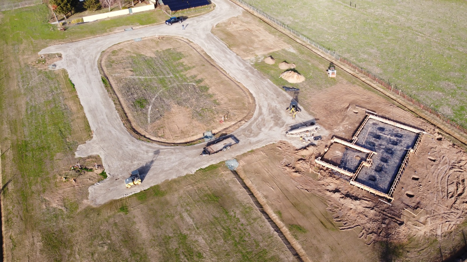 aerial view of green grass field