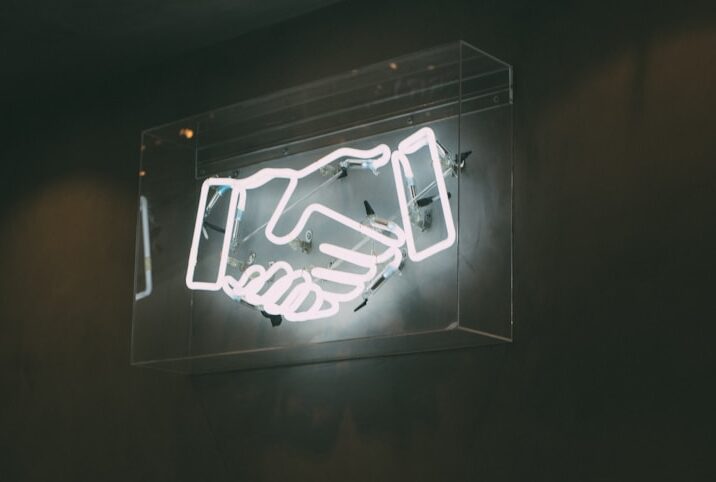 human hand neon signage